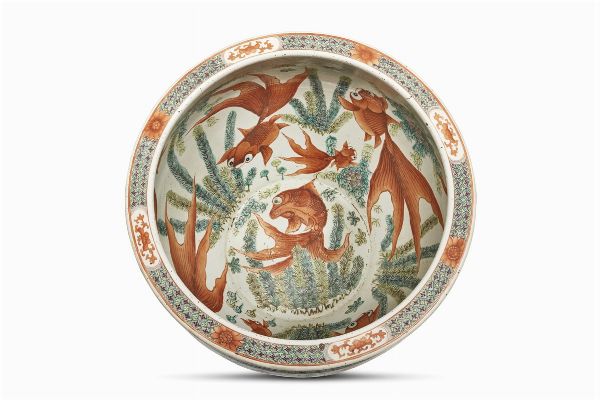 VASCA DA PESCI, CINA, DINASTIA QING, SEC. XIX  - Asta Arte orientale | 东方艺术   - Associazione Nazionale - Case d'Asta italiane