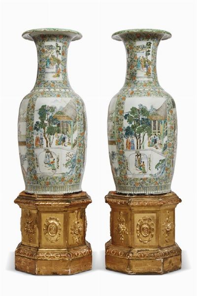 COPPIA DI VASI, CINA, DINASTIA QING SEC. XIX  - Asta Arte orientale | 东方艺术   - Associazione Nazionale - Case d'Asta italiane