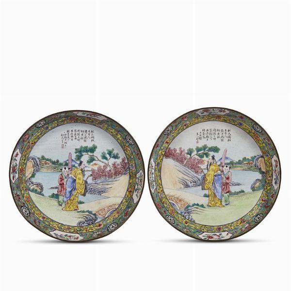 COPPIA DI PIATTI, CINA, DINASTIA QING, SEC. XVIII  - Asta Arte orientale | 东方艺术   - Associazione Nazionale - Case d'Asta italiane