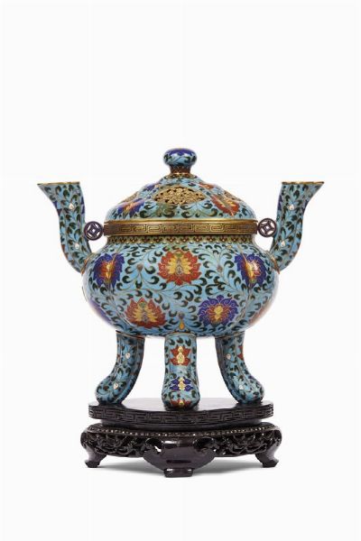INCENSIERE CON COPERCHIO, CINA, DINASTIA QING, SEC. XIX-XX  - Asta Arte orientale | 东方艺术   - Associazione Nazionale - Case d'Asta italiane