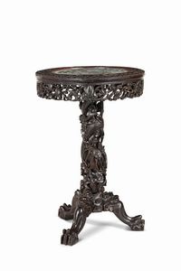 TAVOLINO CON PLACCA, CINA, DINASTIA QING SEC. XIX-XX  - Asta Arte orientale | 东方艺术   - Associazione Nazionale - Case d'Asta italiane