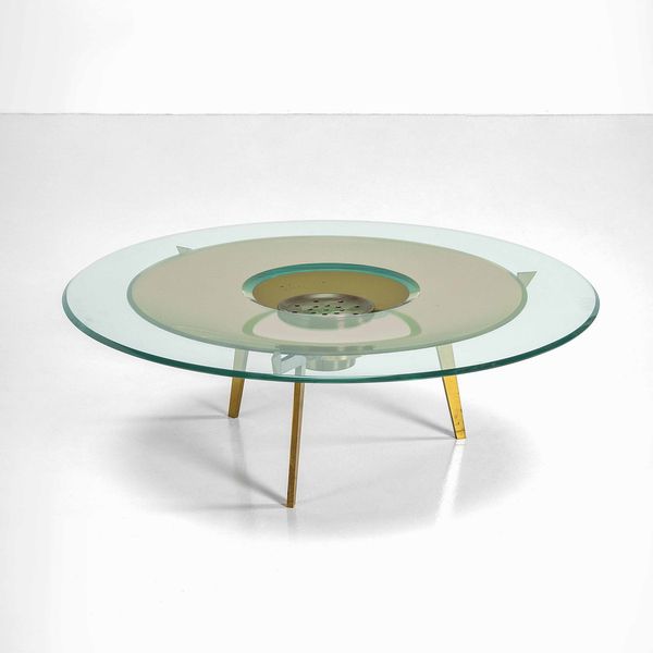 MAX INGRAND : Raro tavolo basso mod.1994 con portafiori centrale  - Asta Fine Design - Associazione Nazionale - Case d'Asta italiane