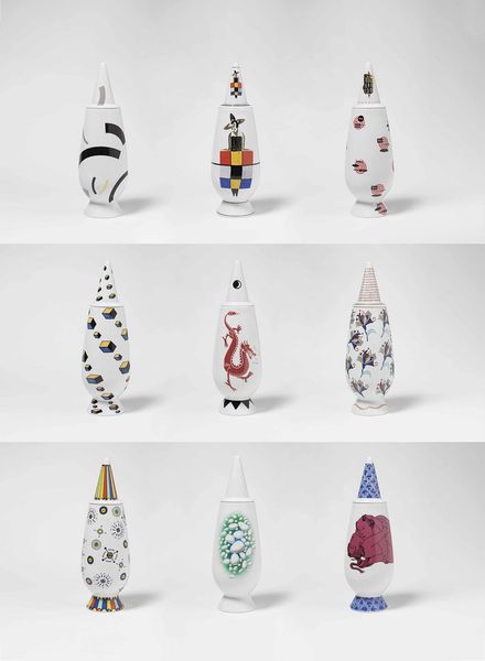 Alessandro Mendini per Alessi : Dieci vasi in ceramica smaltata  - Asta Fine Design - Associazione Nazionale - Case d'Asta italiane