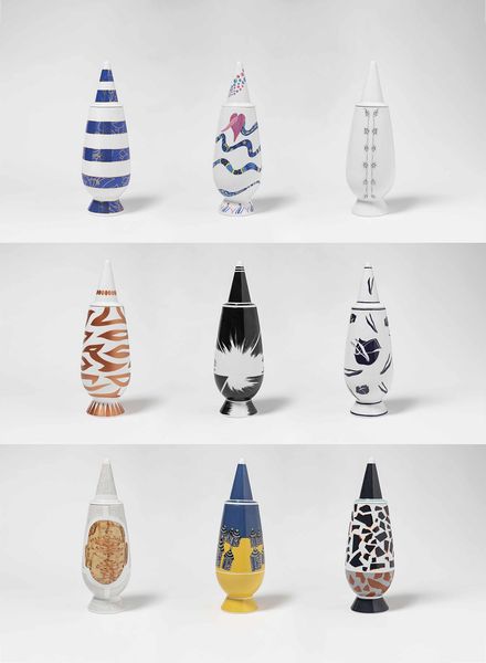 Alessandro Mendini per Alessi : Dieci vasi in ceramica smaltata<BR>  - Asta Fine Design - Associazione Nazionale - Case d'Asta italiane