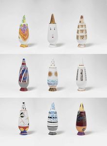 Alessandro Mendini per Alessi : Dieci vasi in ceramica smaltata  - Asta Fine Design - Associazione Nazionale - Case d'Asta italiane