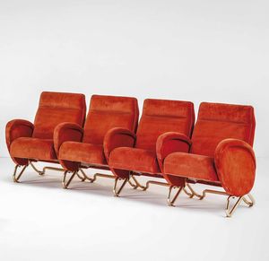 CARLO MOLLINO : Set di quattro poltrone da platea  - Asta Fine Design - Associazione Nazionale - Case d'Asta italiane