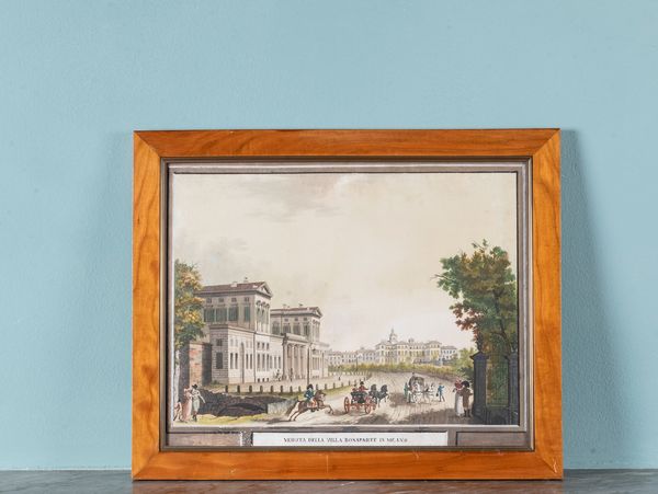 Gruppo di cinque incisioni acquerellate con vedute di Milano. XIX secolo  - Asta ECLECTICA, the home of designer Nicol Castellini Baldissera - Associazione Nazionale - Case d'Asta italiane