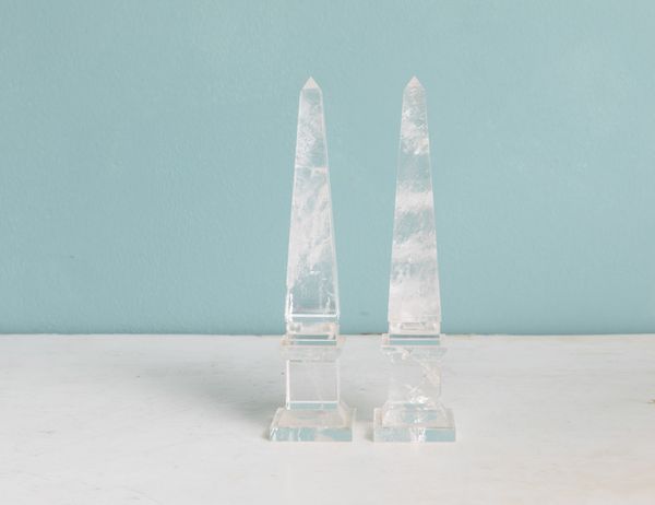 Coppia di obelischi in cristallo di rocca. XX secolo  - Asta ECLECTICA, the home of designer Nicol Castellini Baldissera - Associazione Nazionale - Case d'Asta italiane