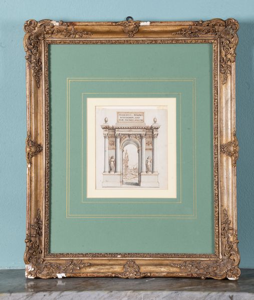Scuola del XVIII secolo Studio di arco trionfale in onore di Federico II il Grande, re di Prussia  - Asta ECLECTICA, the home of designer Nicol Castellini Baldissera - Associazione Nazionale - Case d'Asta italiane