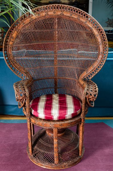 Poltrona Pavone in rattan. XX secolo  - Asta ECLECTICA, the home of designer Nicol� Castellini Baldissera - Associazione Nazionale - Case d'Asta italiane