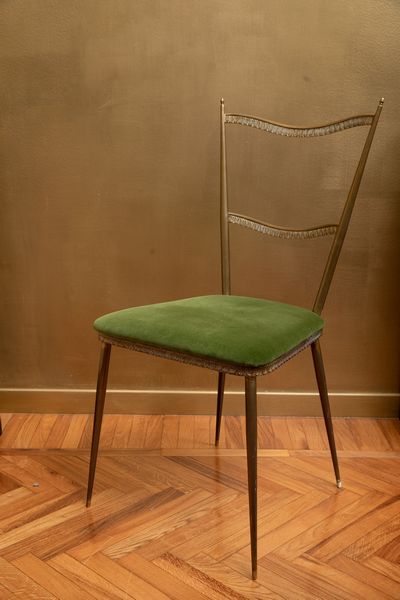 Sei sedie con struttura in ottone e metallo  - Asta ECLECTICA, the home of designer Nicol Castellini Baldissera - Associazione Nazionale - Case d'Asta italiane
