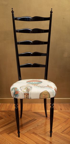 Coppia di sedie stile chiavarine rivestite con tessuto Pierre Frey  - Asta ECLECTICA, the home of designer Nicol Castellini Baldissera - Associazione Nazionale - Case d'Asta italiane