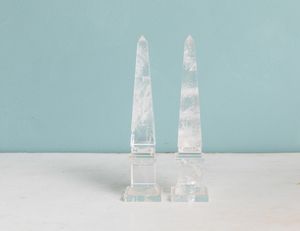 Coppia di obelischi in cristallo di rocca. XX secolo  - Asta ECLECTICA, the home of designer Nicol Castellini Baldissera - Associazione Nazionale - Case d'Asta italiane