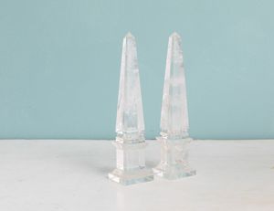 Coppia di obelischi in cristallo di rocca. XX secolo  - Asta ECLECTICA, the home of designer Nicol Castellini Baldissera - Associazione Nazionale - Case d'Asta italiane
