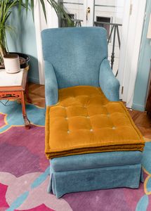 Nicolò Castellini Baldissera - Chaise longue rivestita in velluto. Tessuti C.&C. Milano