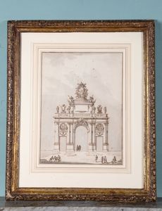 Paolo Posi : Studio per arco trionfale dedicato a Papa Clemente XVIII  - Asta ECLECTICA, the home of designer Nicol� Castellini Baldissera - Associazione Nazionale - Case d'Asta italiane