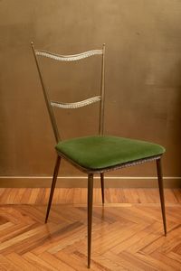 Sei sedie con struttura in ottone e metallo  - Asta ECLECTICA, the home of designer Nicol Castellini Baldissera - Associazione Nazionale - Case d'Asta italiane