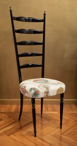 Coppia di sedie stile chiavarine rivestite con tessuto Pierre Frey  - Asta ECLECTICA, the home of designer Nicol Castellini Baldissera - Associazione Nazionale - Case d'Asta italiane