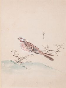 Tre stampe acquerellate su carta a tema ornitologico con iscrizioni. Giappone, XX secolo  - Asta ECLECTICA, the home of designer Nicol Castellini Baldissera - Associazione Nazionale - Case d'Asta italiane