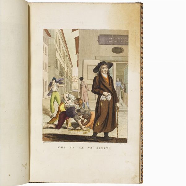 (Toscana - Illustrati 800)   Nuova raccolta di XXIV proverbi toscani.   Firenze, a spese di Pietro Cellai nella Tipografia di Attilio Tofani, 1826.  - Asta Libri, manoscritti e autografi - Associazione Nazionale - Case d'Asta italiane