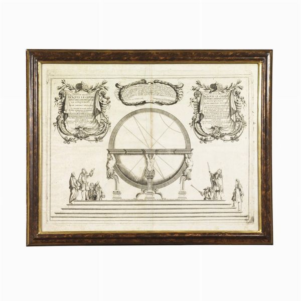CORONELLI, Vincenzo. Stampa raffigurante la struttura dei globi costruiti per Luigi XIV. 1683.  - Asta Libri, manoscritti e autografi - Associazione Nazionale - Case d'Asta italiane