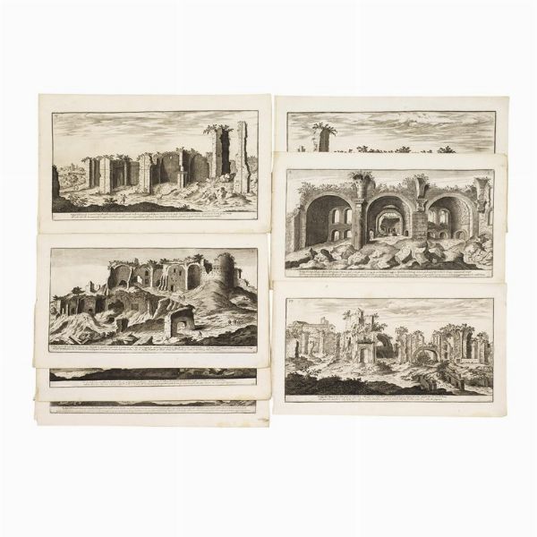(Roma)   Lotto di 7 incisioni calcografiche con vedute della Roma archeologica. XVI-XVII secolo.  - Asta Libri, manoscritti e autografi - Associazione Nazionale - Case d'Asta italiane