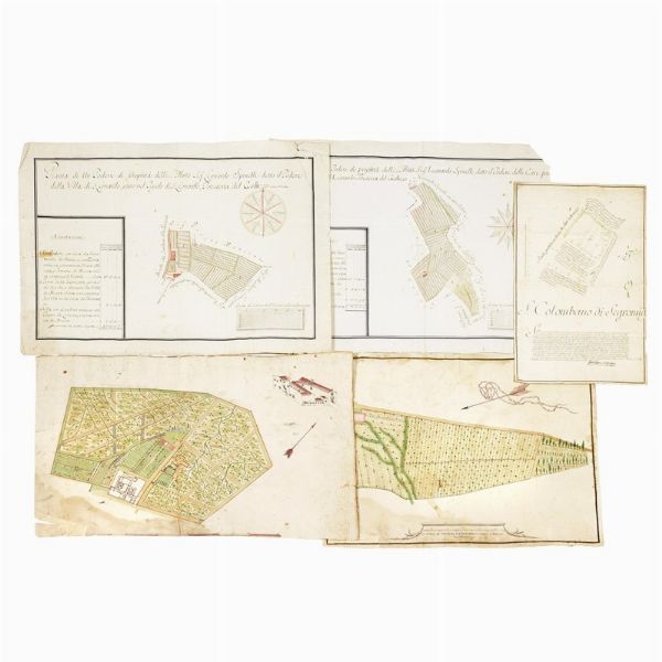 (Toscana)   Lotto comprendente 5 cabrei. Toscana, XVIII secolo.  - Asta Libri, manoscritti e autografi - Associazione Nazionale - Case d'Asta italiane