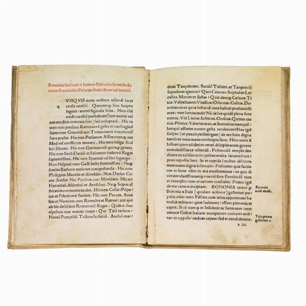 (Bologna)   BURZIO, Nicol&ograve;.   Bononia illustrata  . (Bononiae, ex officina Platonis de Benedictis, 1494).  - Asta Libri, manoscritti e autografi - Associazione Nazionale - Case d'Asta italiane