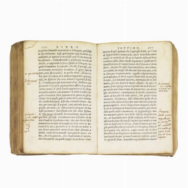 (Erotica - Postille)   HELIODORUS.   Historia di Heliodoro delle cose ethiopiche.   In Vinegia, appresso Gabriel Giolito de&rsquo; Ferrari, 1560 (In Vinegia, appresso Gabriel Giolito de&rsquo; Ferrari, 1559).  - Asta Libri, manoscritti e autografi - Associazione Nazionale - Case d'Asta italiane