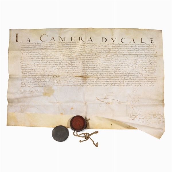 (Savoia)   Richiesta d&rsquo;investitura a Emanuele Filiberto di Savoia (1528-1580), datata 12 dicembre 1576.  - Asta Libri, manoscritti e autografi - Associazione Nazionale - Case d'Asta italiane