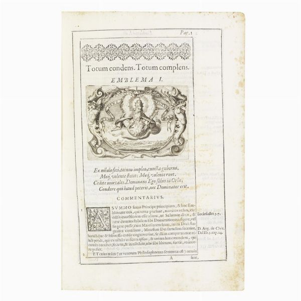 (Emblemi - Illustrati 600)   Sol&oacute;rzano Pereira, Juan de.   Emblemata centum.   [Madrid, In typographia Domin. Garciae Morras, 1653].  - Asta Libri, manoscritti e autografi - Associazione Nazionale - Case d'Asta italiane