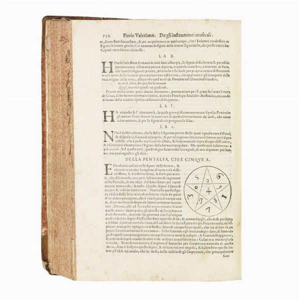 (Geroglifici - Occulta - Illustrati 500)   VALERIANO, Pierio.   Ieroglifici, ouero Commentari delle occulte significationi de gli Egittij, & d&rsquo;altre nationi.   In Venetia, appresso Gio. Antonio, e Giacomo De&rsquo; Franceschi, 1602.  - Asta Libri, manoscritti e autografi - Associazione Nazionale - Case d'Asta italiane