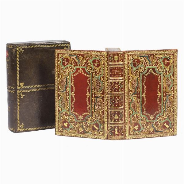 (Legatura)   Sontuosa legatura policroma in custodia a tasca coeva. XVIII secolo.  - Asta Libri, manoscritti e autografi - Associazione Nazionale - Case d'Asta italiane