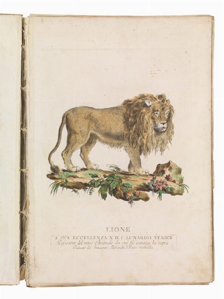 (Storia naturale - Illustrati 700)   Alessandri, Innocente - Scattaglia, Pietro.   Animali quadrupedi dal naturale dissegnati, incisi, e miniati con i lor veri colori da Innocente Alessandri, e Pietro Scattaglia. Parte prima [-quarta].     In Venezia, all&rsquo;insegna della B. Vergine della pace sopra il ponte di Rialto, 1771-1775.  - Asta Libri, manoscritti e autografi - Associazione Nazionale - Case d'Asta italiane