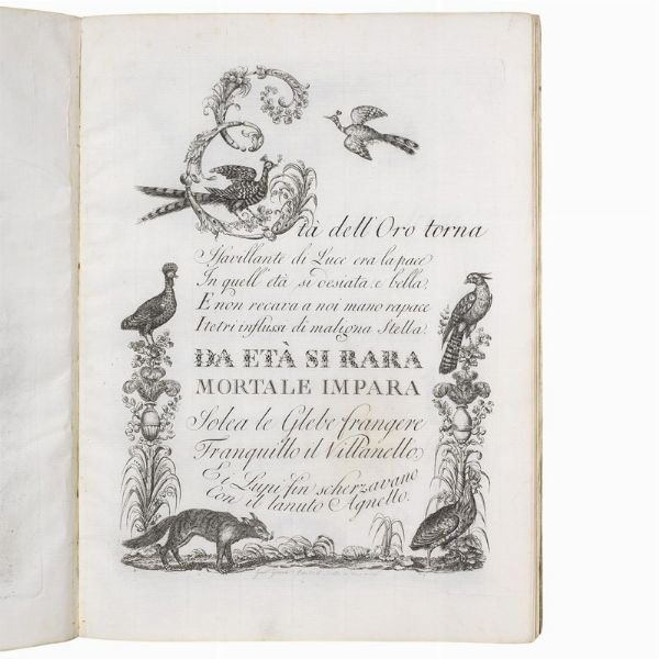 (Calligrafia - Ornitologia - Illustrati 700)   GIARR&Egrave;, Gaetano.   Alfabeto di lettere iniziali adorno di animali e proseguito da vaga serie di caratteri.   In Firenze, appo Giacomo Moro, 1797.  - Asta Libri, manoscritti e autografi - Associazione Nazionale - Case d'Asta italiane