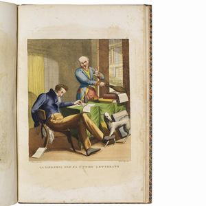 (Toscana - Illustrati 800)   Nuova raccolta di XXIV proverbi toscani.   Firenze, a spese di Pietro Cellai nella Tipografia di Attilio Tofani, 1826.  - Asta Libri, manoscritti e autografi - Associazione Nazionale - Case d'Asta italiane