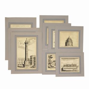 (Roma)   Lotto di 13 incisioni calcografiche di vario formato a carattere architettonico, alcune firmate Pierre Mortier (edizione Amsterdam inizi XVIII secolo).  - Asta Libri, manoscritti e autografi - Associazione Nazionale - Case d'Asta italiane