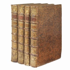 (Cina - Illustrati 700)   DU HALDE, Jean Baptiste.   Description geographique historique, chronologique, politique, et physique de l&rsquo;empire de la Chine et de la Tartarie chinoise, enrichie des cartes generales et particulieres […] du Thibet, & de la Cor&eacute;e, & orn&eacute;e d&rsquo;un grand nombre de figures & de vignettes grav&eacute;e en taille-douce. Tome premier [-quatrieme].   A Paris, chez P. G. Le Mercier, 1735.  - Asta Libri, manoscritti e autografi - Associazione Nazionale - Case d'Asta italiane