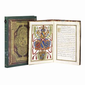 (Manoscritti - Legature)   Manoscritto miniato su pergamena, relativo alla famiglia Giovanelli, 1688, in pregiata legatura coeva.  - Asta Libri, manoscritti e autografi - Associazione Nazionale - Case d'Asta italiane