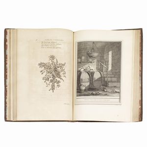 (Classici - Illustrati 700)   LA FONTAINE, Jean de.   Fables choisies, mises en vers par J. de La Fontaine. Tome premier [-quatri&egrave;me].   A Paris, chez Desaint & Saillant, chez Durand, de l&rsquo;imprimerie de Charles-Antoine Jombert, 1755-1759.  - Asta Libri, manoscritti e autografi - Associazione Nazionale - Case d'Asta italiane