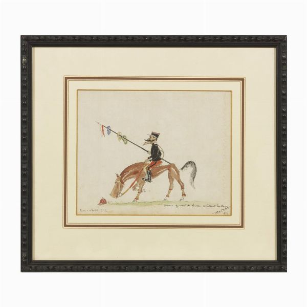 LOTTO DI QUATTRO CARICATURE DI SPORT EQUESTRI FIRMATE "PIERRE VILLARD" E DATATE 1922 E DUE DISEGNI DI CARROZZA  - Asta Opere su carta: disegni e stampe dal XVI al XIX secolo  - Associazione Nazionale - Case d'Asta italiane