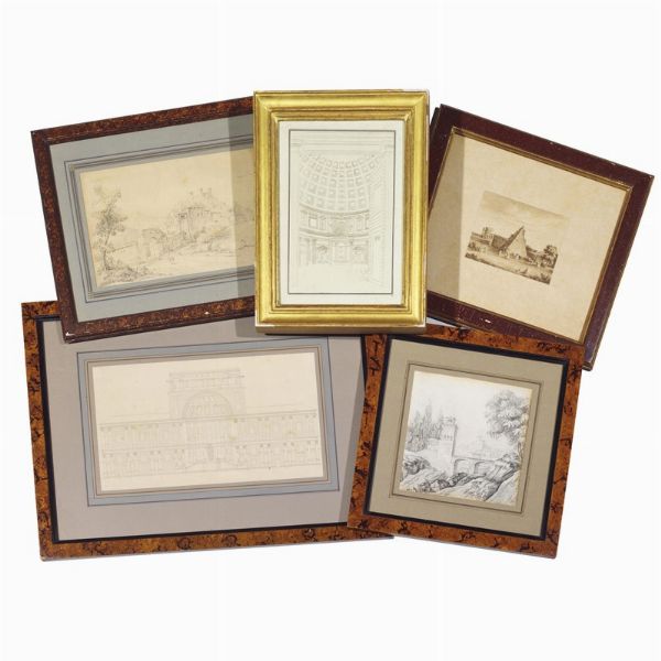 LOTTO DI VEDUTE DI ROMA  E DELLA CAMPAGNA LAZIALE, SEC. XIX  - Asta Opere su carta: disegni e stampe dal XVI al XIX secolo  - Associazione Nazionale - Case d'Asta italiane