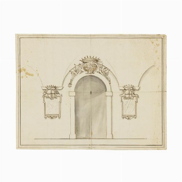 LOTTO DI DUE STUDI ARCHITETTONICI, SEC. XVIII  - Asta Opere su carta: disegni e stampe dal XVI al XIX secolo  - Associazione Nazionale - Case d'Asta italiane
