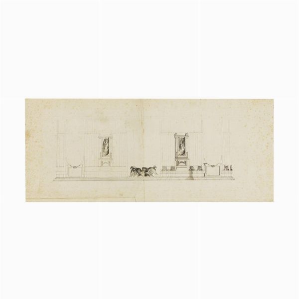 LOTTO DI DUE PROGETTI DI DECORAZIONE ARCHITETTONICA PER PARETI, SEC. XVIII  - Asta Opere su carta: disegni e stampe dal XVI al XIX secolo  - Associazione Nazionale - Case d'Asta italiane