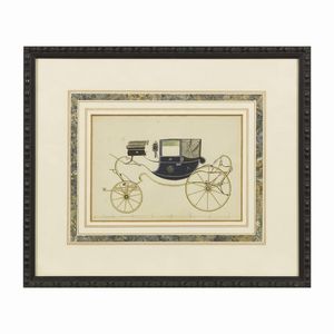 LOTTO DI QUATTRO CARICATURE DI SPORT EQUESTRI FIRMATE "PIERRE VILLARD" E DATATE 1922 E DUE DISEGNI DI CARROZZA  - Asta Opere su carta: disegni e stampe dal XVI al XIX secolo  - Associazione Nazionale - Case d'Asta italiane