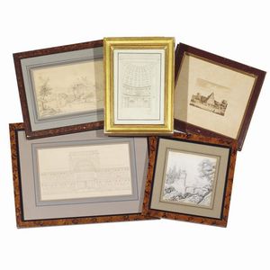 LOTTO DI VEDUTE DI ROMA  E DELLA CAMPAGNA LAZIALE, SEC. XIX  - Asta Opere su carta: disegni e stampe dal XVI al XIX secolo  - Associazione Nazionale - Case d'Asta italiane