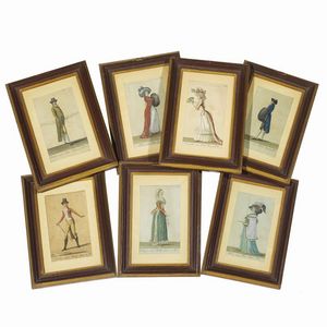 DIECI ILLUSTRAZIONI DI COSTUMI, FINE SEC. XVIII  - Asta Opere su carta: disegni e stampe dal XVI al XIX secolo  - Associazione Nazionale - Case d'Asta italiane