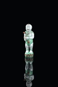 LOTTO IN PORCELLANA - Lotto composto da due figure in porcellana policroma  Cina  dinastia Qing  XIX secolo h cm 17x20 cane di Pho h  [..]