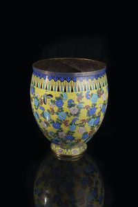 CACHEPOT - Cachepot in Cloisonn  Cina  XX secolo. h cm 35 5x28