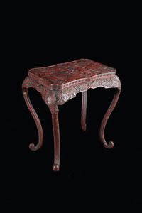 TAVOLINO - Tavolino in lacca  Cina  dinastia Qing  XX secolo. h cm 37x35x26